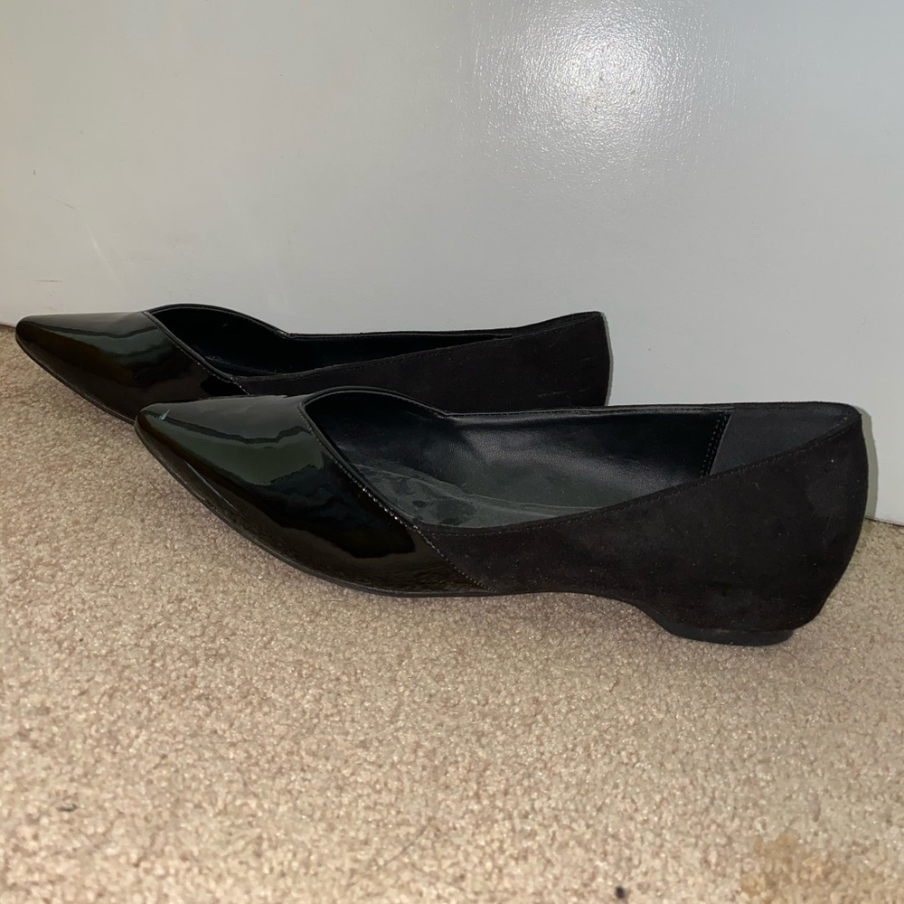 Worn once Aldo black flats with small wedge